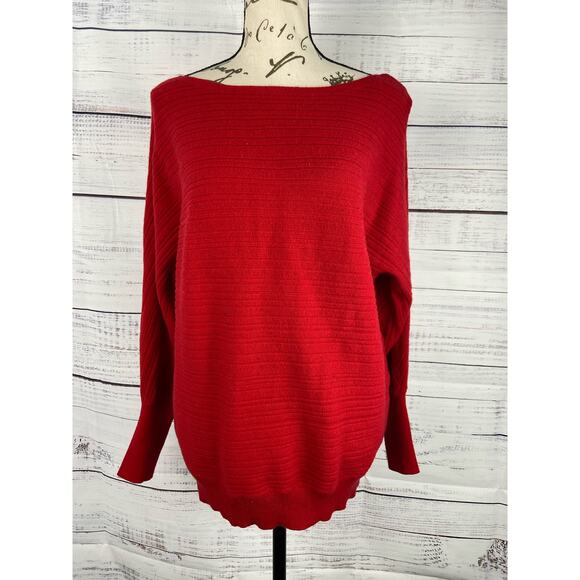 Chicos 0 Soft Cashmere Blend Rib Sweater Womens S Red Classic Fit Long Sleeve - Picture 1 of 12